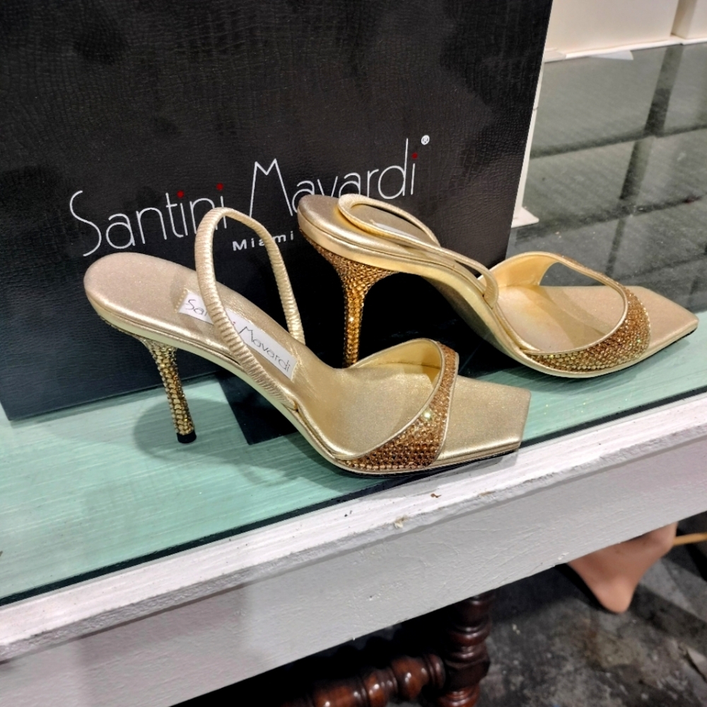 Handmade Italian Santini Mavardi Swarovski crystal heels 6